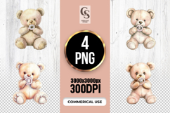 Cute Baby Teddy Bear Pacifier Clipart PNG Product Image 1