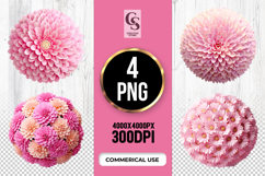 Pink Flower Sphere Clipart Sublimation PNG Product Image 1