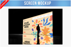 Auditorium Screen Mockup with Standing Man Silhouette Product Image 1