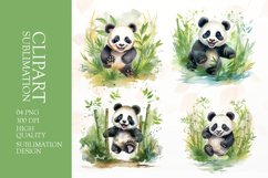 Watercolor panda clipart sublimation png Product Image 1