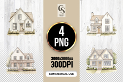 Charming Farmhouse Cottage House Illustration Clipart Product Image 1