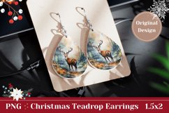 Christmas Earrings Sublimation , Winter Deer Sublimation Product Image 1