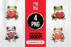 Cute Frog Holding Heart Clipart Sublimation PNG Product Image 1