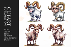 Grumpy Goat watercolor clipart sublimation Product Image 1