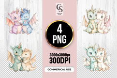 Cute Unicorn Dragon Hug Clipart Sublimation PNG Product Image 1