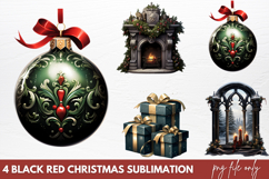 Black Red Christmas Sublimation PNG Product Image 1