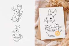 Easter Bunny svg, Spring svg, Bunny with Tulip, Line Art Product Image 1