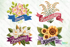 USA State Flowers Embroidery Clipart Product Image 1
