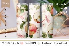 Red Apples Tumbler Wrap Design, Fruits Tumbler Sublimation Product Image 1