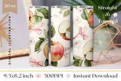 Red Apples Tumbler Wrap Design, Fruits Tumbler Sublimation Product Image 1
