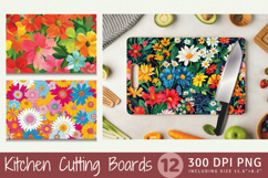 Bright Summer Flowers Cutting Boards sublimation Design Product Image 1