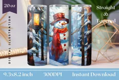 Stained Glass Snowman Tumbler Wrap Design, Christmas Tumbler Product Image 1