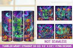 Dancing Skeletons 20 OZ Skinny Tumbler Wrap Sublimation PNG. Product Image 1