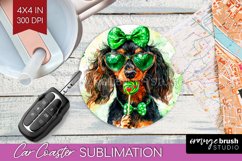 Dachshund St. Patricks Day Dog Car Coaster Dog Coaster PNG Product Image 1