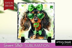 Dachshund St. Patricks Day Dog Slate PNG Dog Square Slate Product Image 1