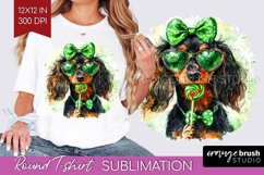 Dachshund St. Patricks Day Dog Round Tshirt Background Dog Product Image 1