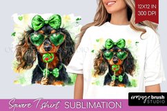 Dachshund St. Patricks Day Dog Square Tshirt Background Dog Product Image 1