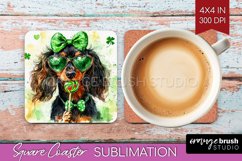 Dachshund St. Patricks Day Dog Square Coaster Dog Coaster Product Image 1