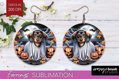 Dachshund Dog Round Earrings Halloween PNG Sublimation Product Image 1