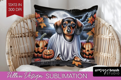 Dachshund Dog Pillow Sublimation Halloween Pillow Cover PNG Product Image 1
