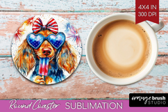 Dachshund Dog Round Coaster 4th Of July Coaster PNG Product Image 1