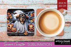 Dachshund Dog Square Coaster Halloween Coaster PNG Product Image 1