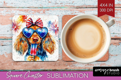 Dachshund Dog Square Coaster 4th Of July Coaster PNG Product Image 1