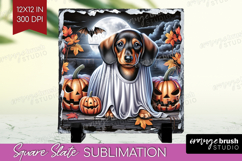 Dachshund Dog Slate PNG Halloween Square Slate Sublimation Product Image 1
