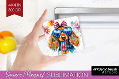 Dachshund Dog Magnet Sublimation 4th Of July Square Magnet Product Image 1