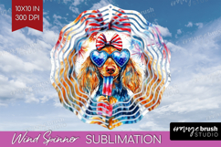 Dachshund Dog Wind Spinner Sublimation PNG 4th Of July Round Product Image 1