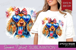 Dachshund Dog Square Tshirt Background 4th Of July PNG Product Image 1