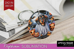 Dachshund Dog Keychain PNG Halloween Keychain Sublimation Product Image 1