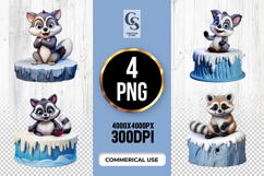 Cute Raccoon On Ice Base Clipart Sublimation PNG Product Image 1