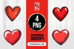 Bold Red Hand-Sketched Heart Illustrations Sublimation PNG Product Image 1
