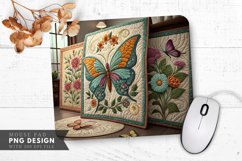 Butterfly And Floral Quilts Mouse Pad PNG Design Product Image 1