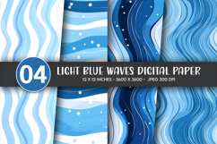 Light Blue Waves Digital Paper Product Image 1