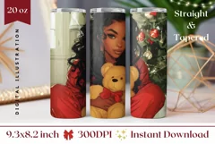 Christmas Girl Tumbler Design, Christmas Teddy Bear Tumbler Product Image 1