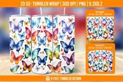 3d Cute Butterfly Tumbler Wrap Designs, Sublimation Wrap Product Image 1