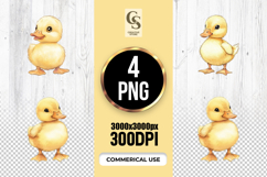 Cute Baby Duck Watercolor Clipart Sublimation PNG Product Image 1