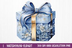 Blue Christmas Watercolor Clipart Sublimation Product Image 2