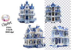 Blue Toile, Ephemera, PNG, Clipart, Junk Journal, flowers Product Image 1