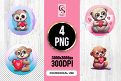 Cute Teddy Bear Holding Heart Clipart Sublimation PNG Product Image 3