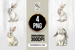 Cute Bunny Watercolor PNG Clipart Product Image 1