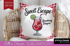 Daiquiri Cocktail Pillow Sublimation Summer Drink Pillow PNG Product Image 1