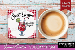 Daiquiri Cocktail Square Coaster Summer Drink Coaster PNG Product Image 1