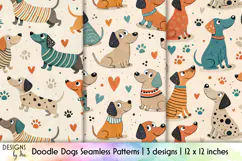 Cute Dogs Seamless Patterns, Doodle Dog PNG, Dog Lover Print Product Image 1