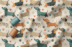 Cute Dogs Seamless Patterns, Doodle Dog PNG, Dog Lover Print Product Image 4