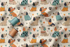 Cute Dogs Seamless Patterns, Doodle Dog PNG, Dog Lover Print Product Image 3