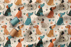 Cute Dogs Seamless Patterns, Doodle Dog PNG, Dog Lover Print Product Image 2