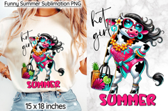 Funny Summer Cow Sublimation, Hot Girl Summer Cow Print Product Image 1
